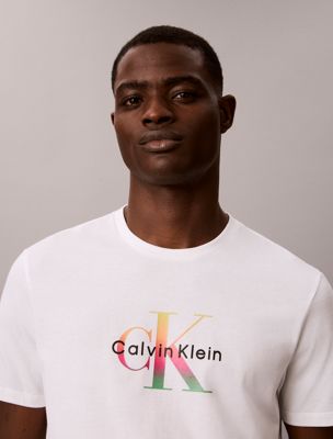 white monogram t-shirt - pride for men calvin klein jeans