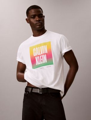 t-shirt relaxed avec logo - pride white pour hommes calvin klein jeans