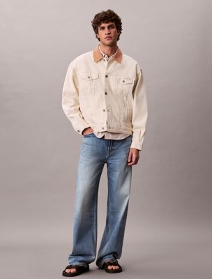 veste en jean à col contrastant des années 90's white pour hommes 
