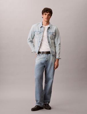 blue wąska kurtka jeansowa typu trucker dla mężczyźni - calvin klein jeans