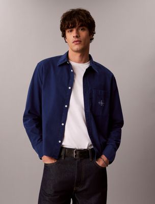 blue oxford-baumwollhemd im 90er-jahre-look für herren - 