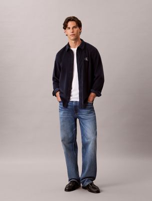 blue cotton corduroy shirt for men calvin klein jeans