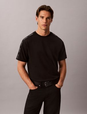 black logo tape t-shirt for men 
