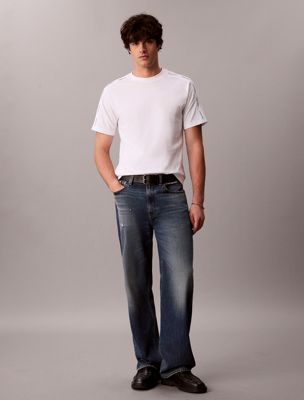 white logo tape t-shirt for men 