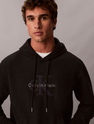 black premium terry denim logo hoodie for men calvin klein jeans