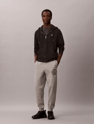 grey relaxed cotton terry joggers for men 