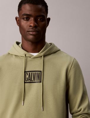 green cotton terry logo hoodie for men calvin klein jeans