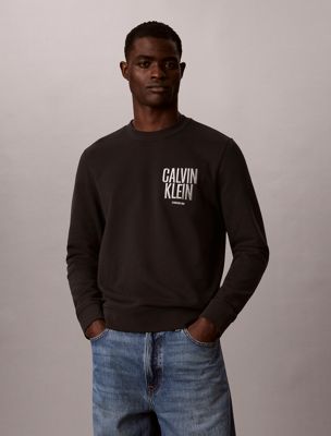 black cotton terry logo sweatshirt for men 