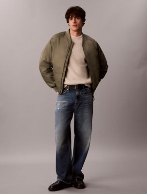 beige wool blend ribbed jumper for men calvin klein jeans