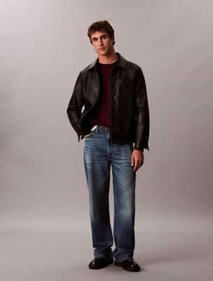 brown smooth cotton crewneck jumper for men calvin klein jeans