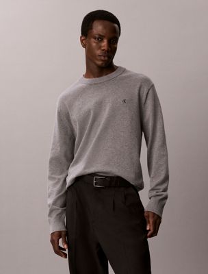 grey klassieke katoenen trui met monogram voor heren - calvin klein jeans