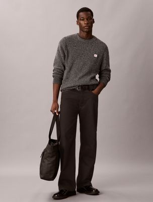 black woven monologo crewneck sweater for men calvin klein jeans
