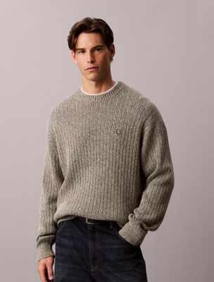 grey trui van ribkatoen voor heren - calvin klein jeans