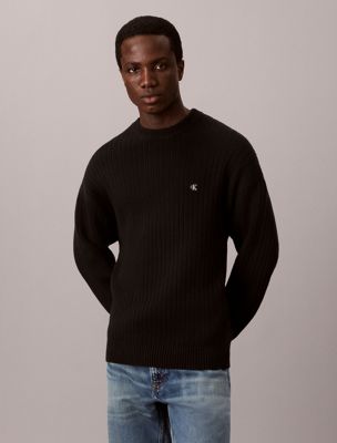 black trui van ribkatoen voor heren - calvin klein jeans
