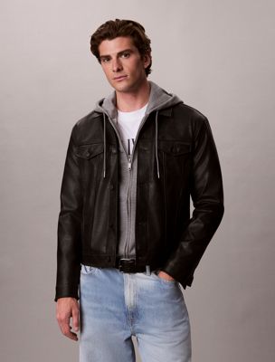 giubbotto trucker in ecopelle black da uomini 