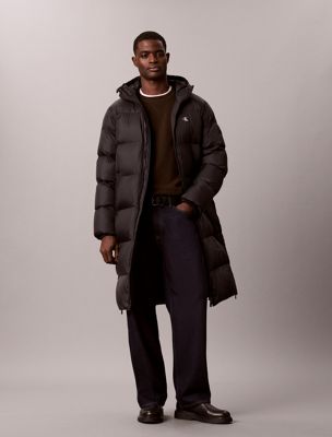 piumino lungo con cappuccio black da uomini calvin klein jeans