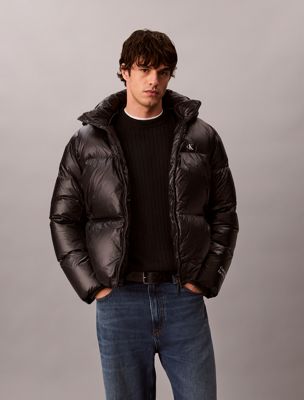 chaqueta de plumas de nailon brillante black de hombres calvin klein jeans