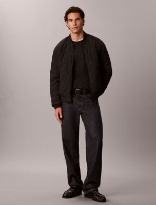 black reversible logo quilted jacket for men calvin klein jeans