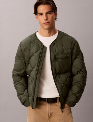 green lightweight quilted down jacket for men calvin klein jeans