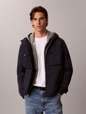 blue steppjacke aus nylon im knitter-look für herren - calvin klein jeans