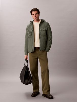 khaki crinkle nylon puffer jacket for men calvin klein jeans