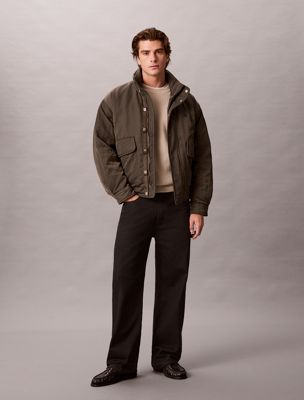 giacca blouson imbottita in piuma grey da uomini calvin klein jeans