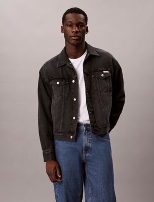 black 90s denim trucker jacket for men 