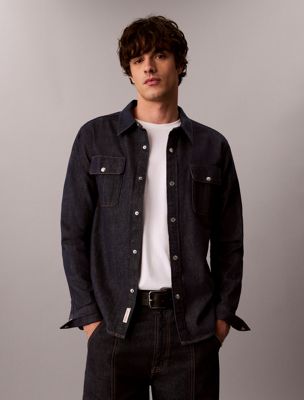 camisa denim western blue de hombres calvin klein jeans