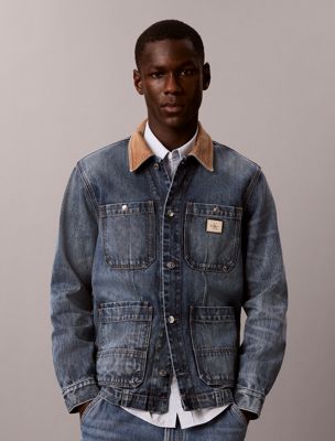 veste utilitaire en jean blue pour hommes calvin klein jeans