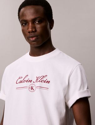 white script logo t-shirt for men calvin klein jeans