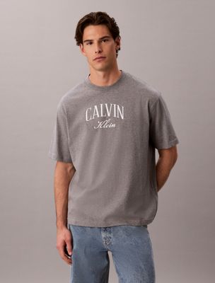 grey relaxed arched logo t-shirt for men 