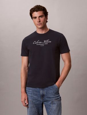 blue t-shirt met scriptlogo voor heren - 