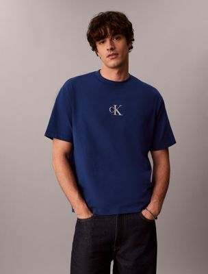 blue oversized back logo t-shirt for men 