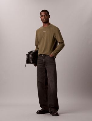 green back logo long sleeve t-shirt for men calvin klein jeans