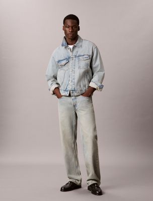 blue 90s denim jacket for men calvin klein jeans
