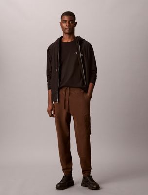 brown baumwoll-frottee-cargo-jogginghose für herren - 