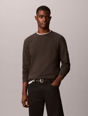 grey long sleeve waffle t-shirt for men calvin klein jeans