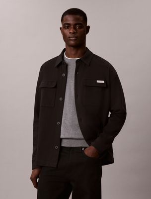 black relaxed jersey twill shirt jacket for men calvin klein jeans