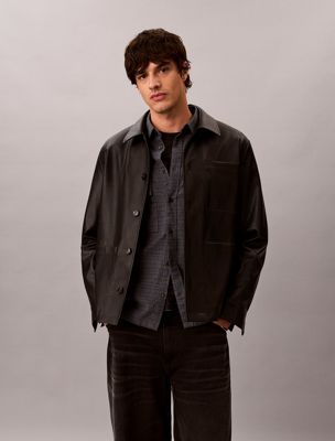 surchemise en similicuir black pour hommes calvin klein