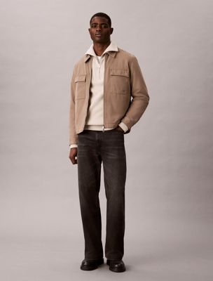 grey relaxed cotton canvas blouson jacket for men calvin klein jeans