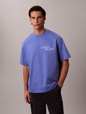 blue heavy jersey back logo t-shirt for men calvin klein jeans