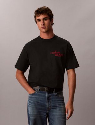 black heavy jersey back logo t-shirt for men calvin klein jeans