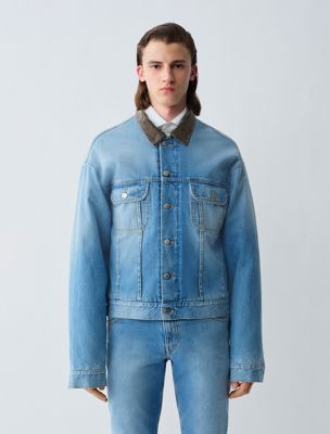 light blue musa denim jacket for men calvin klein