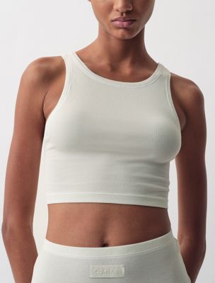 off white pamela cropped tank bralette for women calvin klein