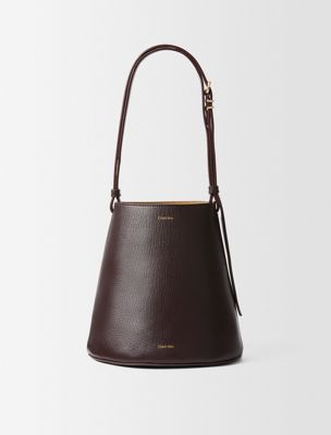 brown orbita bucket bag for women calvin klein