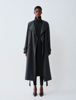 black ilia trench for women calvin klein
