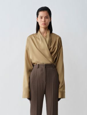 brown aura blouse for women calvin klein