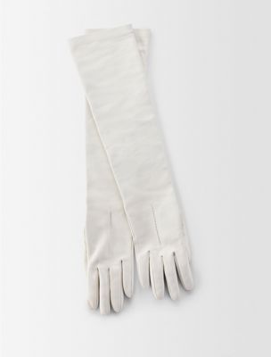 white lederhandschuhe jeanne für damen - calvin klein