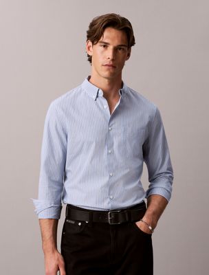 blue button-down-hemd aus oxford-baumwolle für herren - calvin klein jeans