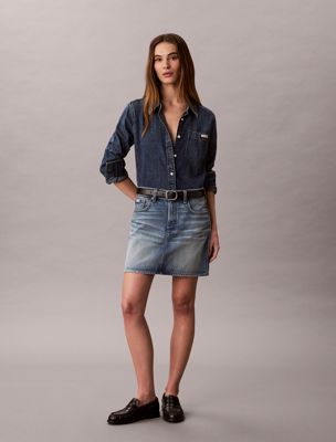 blue denim minirok voor dames - calvin klein jeans